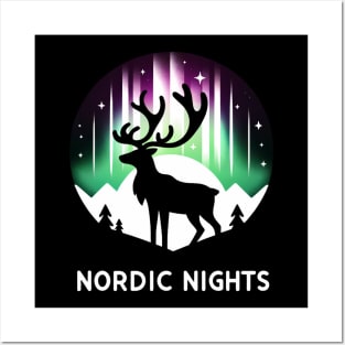 Nordic Reindeer Silhouette Posters and Art